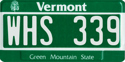 VT license plate WHS339