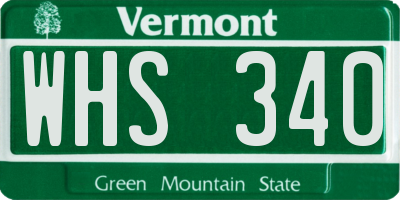 VT license plate WHS340