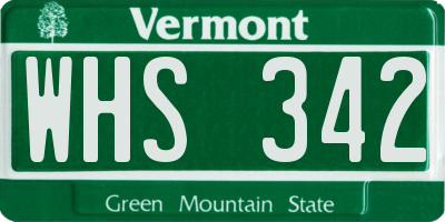 VT license plate WHS342