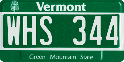 VT license plate WHS344