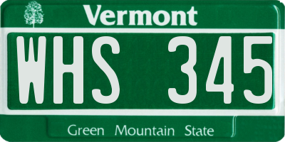 VT license plate WHS345