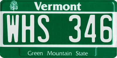 VT license plate WHS346