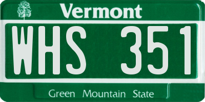 VT license plate WHS351