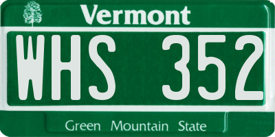 VT license plate WHS352