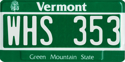 VT license plate WHS353