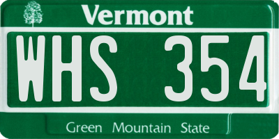 VT license plate WHS354