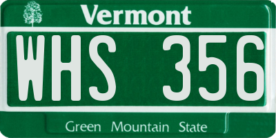 VT license plate WHS356