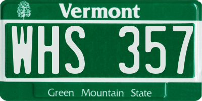 VT license plate WHS357