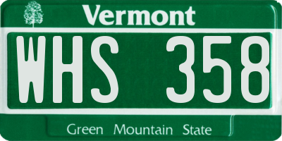 VT license plate WHS358
