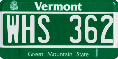 VT license plate WHS362