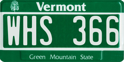 VT license plate WHS366