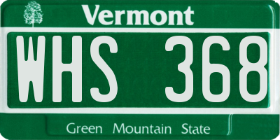 VT license plate WHS368