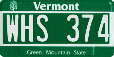 VT license plate WHS374