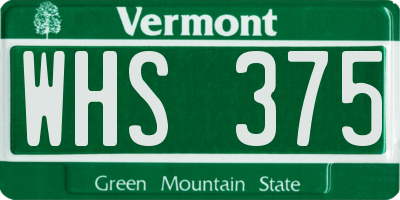 VT license plate WHS375