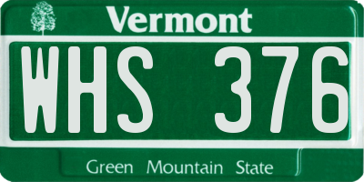 VT license plate WHS376