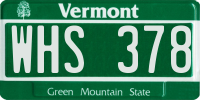 VT license plate WHS378