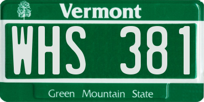 VT license plate WHS381