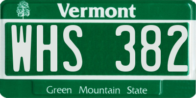 VT license plate WHS382