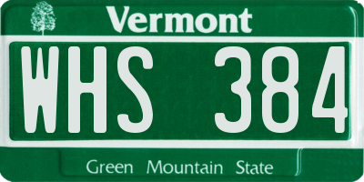 VT license plate WHS384