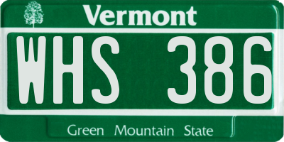 VT license plate WHS386