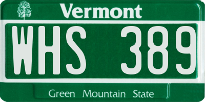 VT license plate WHS389