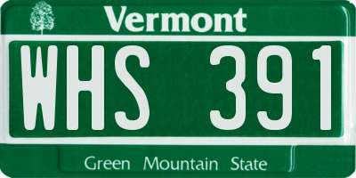 VT license plate WHS391