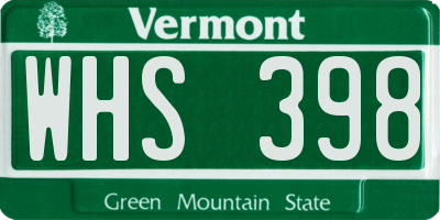 VT license plate WHS398