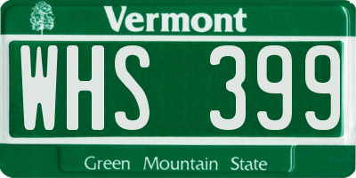 VT license plate WHS399