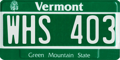 VT license plate WHS403