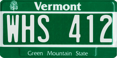 VT license plate WHS412