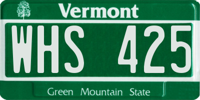VT license plate WHS425