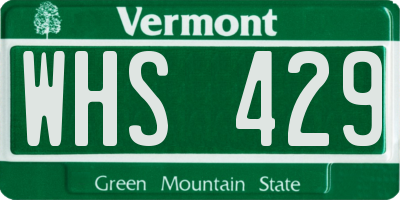 VT license plate WHS429