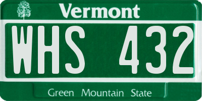 VT license plate WHS432