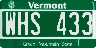 VT license plate WHS433