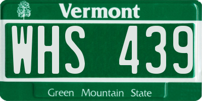 VT license plate WHS439