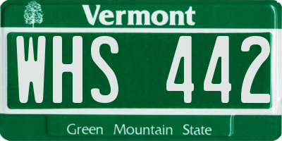 VT license plate WHS442