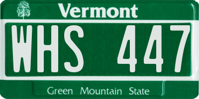 VT license plate WHS447