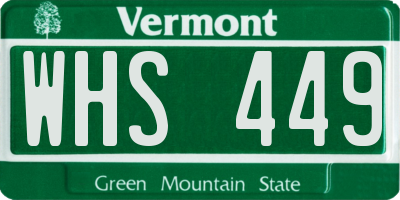 VT license plate WHS449