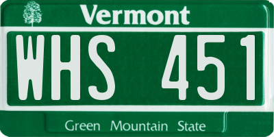 VT license plate WHS451