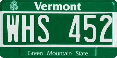 VT license plate WHS452