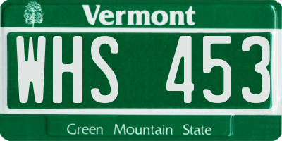 VT license plate WHS453