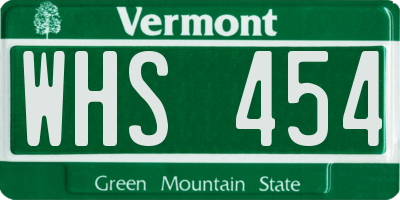 VT license plate WHS454