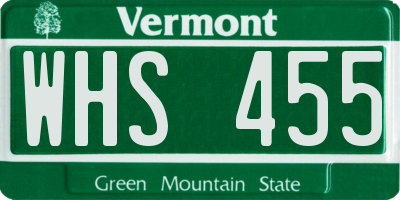 VT license plate WHS455