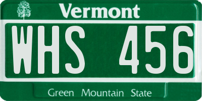 VT license plate WHS456