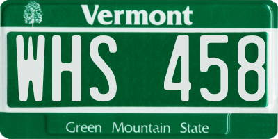 VT license plate WHS458