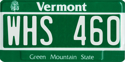 VT license plate WHS460