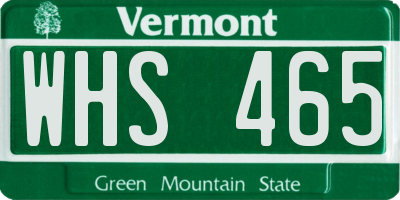VT license plate WHS465
