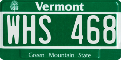 VT license plate WHS468