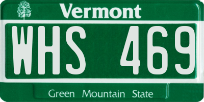 VT license plate WHS469