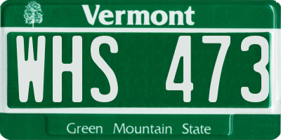 VT license plate WHS473